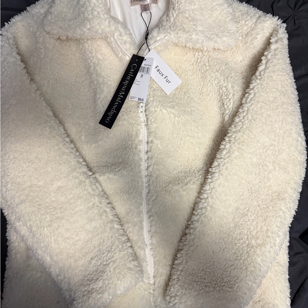 Catherine Malandrino Women's Cream Teddy Jacket